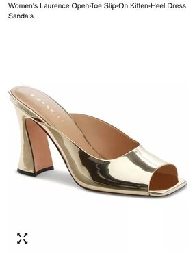 Coach Gold Metallic Open-Toe Slip-On Kitten-Heel Mule